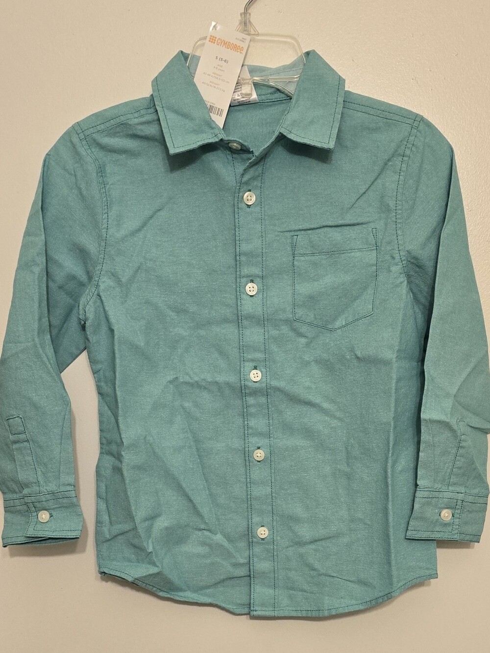 Boys Gymboree Long sleeve dress shirt Sml (5-6), green.